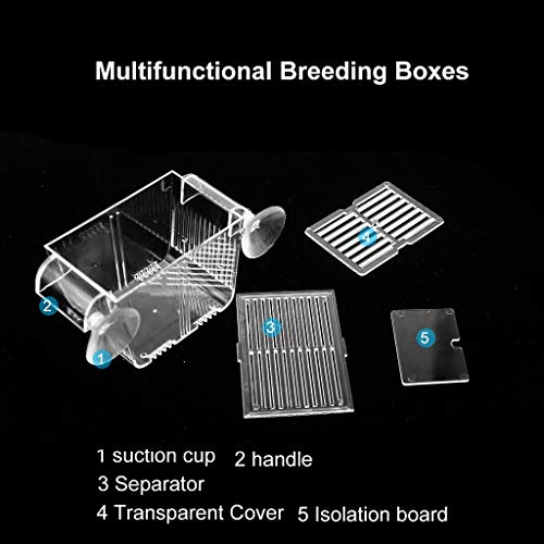 Boxtech Aquarium Fish Tank Hatchery Incubator Breeding Box, Acrylic White Breeder Isolation Divider Hatching Boxes Accessory Small Baby Fishes Shrimp Clownfish Guppy (8.3X3.7X3.9'') #TOP1