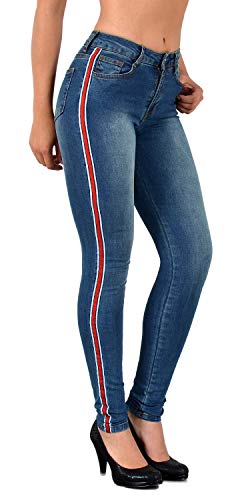 ESRA Damen Jeans Jeanshose Damen Skinny Jeanshosen Pushup Hose bis Übergröße S900