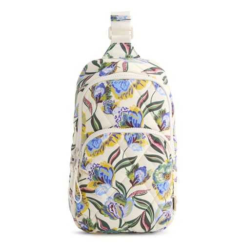 Image of Vera Bradley Women's Featherweight Lorman Sling Backpack - Water Resistant Crossbody Purse for Travel, Work - Gardenia Garden