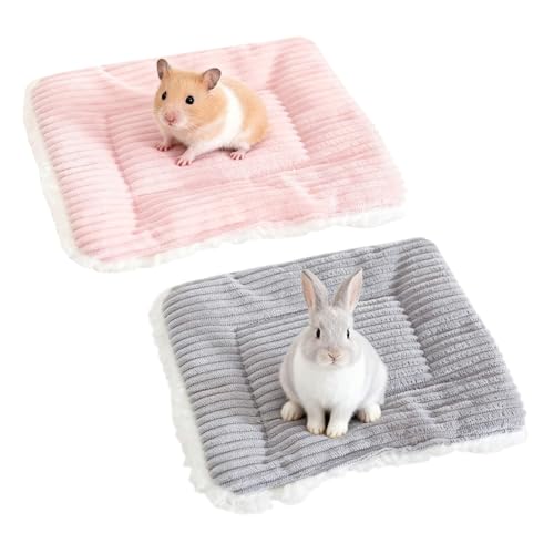 Pluvyze 2 Stück 31 * 21CM Kaninchen Bett,Meerschweinchen Bett,Kaninchen Zubehör,Meerschweinchen Zubehör,Katzen Decken Warme Flauschige Plüschbett