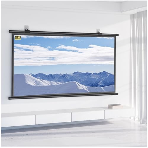 Schermo per Proiettore Manuale per Home Theater Campeggio Ufficio Riunioni, Grandangolo Schermo Videoproiettore con Bloccaggio Automatico(60in/134cm)