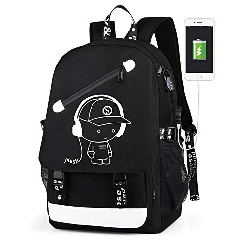 Sac à dos de sport de plein air pour enfants, sac d'école anime lumineux pour ordinateur portable sac à dos avec câble USB sac à bandoulière pour adolescents garçons filles