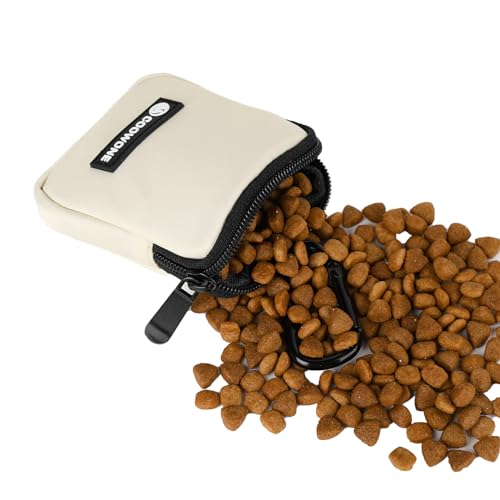 COOWONE wasserdichte Leckerlitasche für Hunde, Leckerlitasche für Hundetraining, integrierter Kotbeutelspender, verstellbare Umhängetasche (Beige)