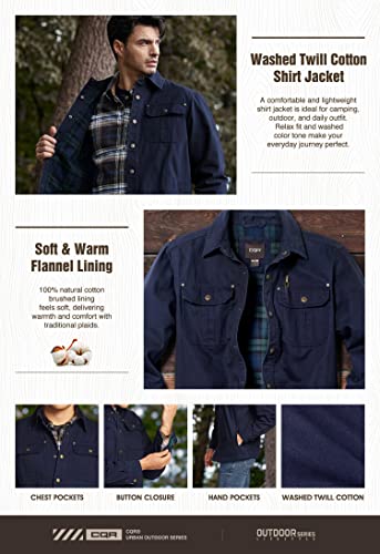 CQR Men's Twill All Cotton Flannel Lined Shirt Jacket, Soft Brushed Outdoor Shirt Jacket3
