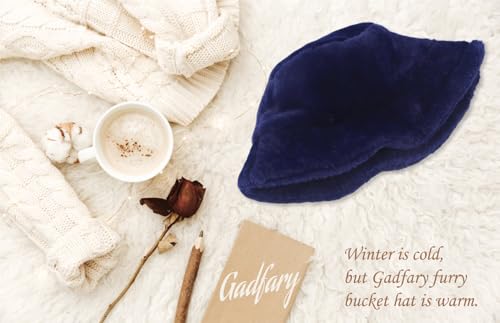 Image of Bucket Hat Women Furry Fuzzy Bucket Hats for Ladies, Winter Warm Fluffy Plush Faux Fur Hat for Women