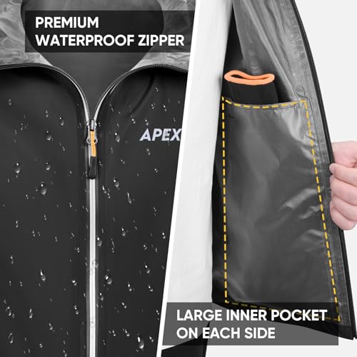 APEXUP Packable Rain Jacket Men with Reflective Zipper, Lightweight Waterproof Raincoat, Mens Rain Jacket for Outdoor Sports - Image 5