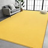 Large Area Rugs for Living Room Bedroom, 4x6 Feet Yellow Rug, Minimalist Modern Shag Rug, Soft Thick Comfy Memory Foam Indoor Carpet, Non-Slip Washable Rug for Boys Girls Dorm Nursery Room Home Decor