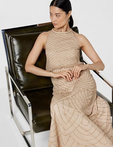 Image of Adrianna Papell Womens Halter Blouson Beaded Gown