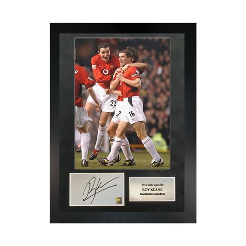 Cadre photo Roy Keane signé à la main de collection sous cadre en bois noir
