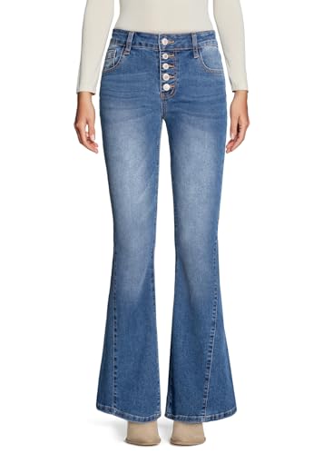 Sidefeel Flare Jeans for Women High Waisted Stretchy Bell Bottoms Wide Leg Side Seam Denim Pants