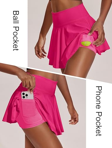 Image of PINSPARK Womens Tennis Skirt Pleated Athletic Skirts with Pockets Shorts High Waisted Golf Skort for Workout Pickleball