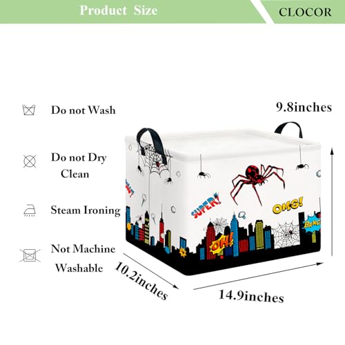 Image of CLOCOR Rectangular Storage Basket Empty,Gift Basket,Waterproof Storage Bin with Handles,Room Decor(City Web)