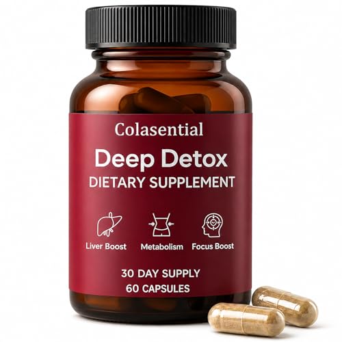 FQMUEV Colasential Max Liver Detox Capsules - Liver Cleanse Detox & Repair - Hyssop Leaf Ginger Root - Digestion & Overall Health - 60 Vegan Capsules