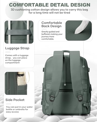 Image of coowoz Travel Backpack Carry On for Women Man Gym Backpack with Laptop Compartment Mochila de Viaje Teacher Personal Item Backpacks Rucksack Airplane Accessories Must Haves Olive Green Small