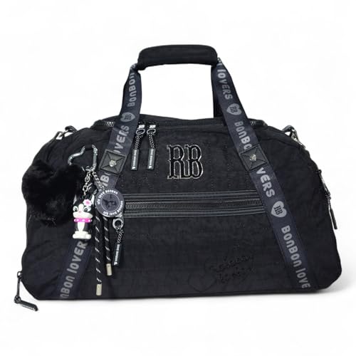 Bolsa Sacola Rebecca Bonbon de Nylon Média para Academia e Passeio (Preto)
