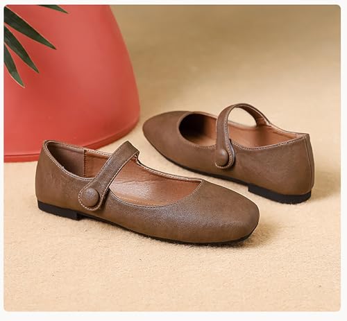 Women's Elegant Ballet Flats with Square Toe and Buckle Strap, Casual Mary Jane Work Shoes for Comfortable Slip-On Comfort4