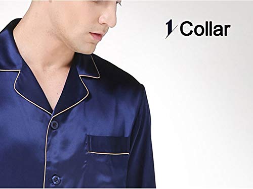Men's Silk Sleepwear Pajamas,Long-Sleeve Shirt & Long Pants,100% Silk(Main),5 Colors,真丝睡衣4