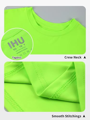 Boys Neon Shirts Dry Fit Athletic T Shirts UPF 50+ Performance Cooling Shirt Short Sleeve Rash Guard Kids Top for Boys Girls3
