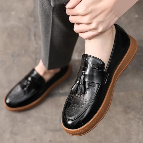 Men's Slip-on Thick-Soled Tassel Loafers-Stylish Non-Slip Round-Toed Comfortable Non-Slip Business Formal Shoes Party Wedding Business Casual Driving Shoes3