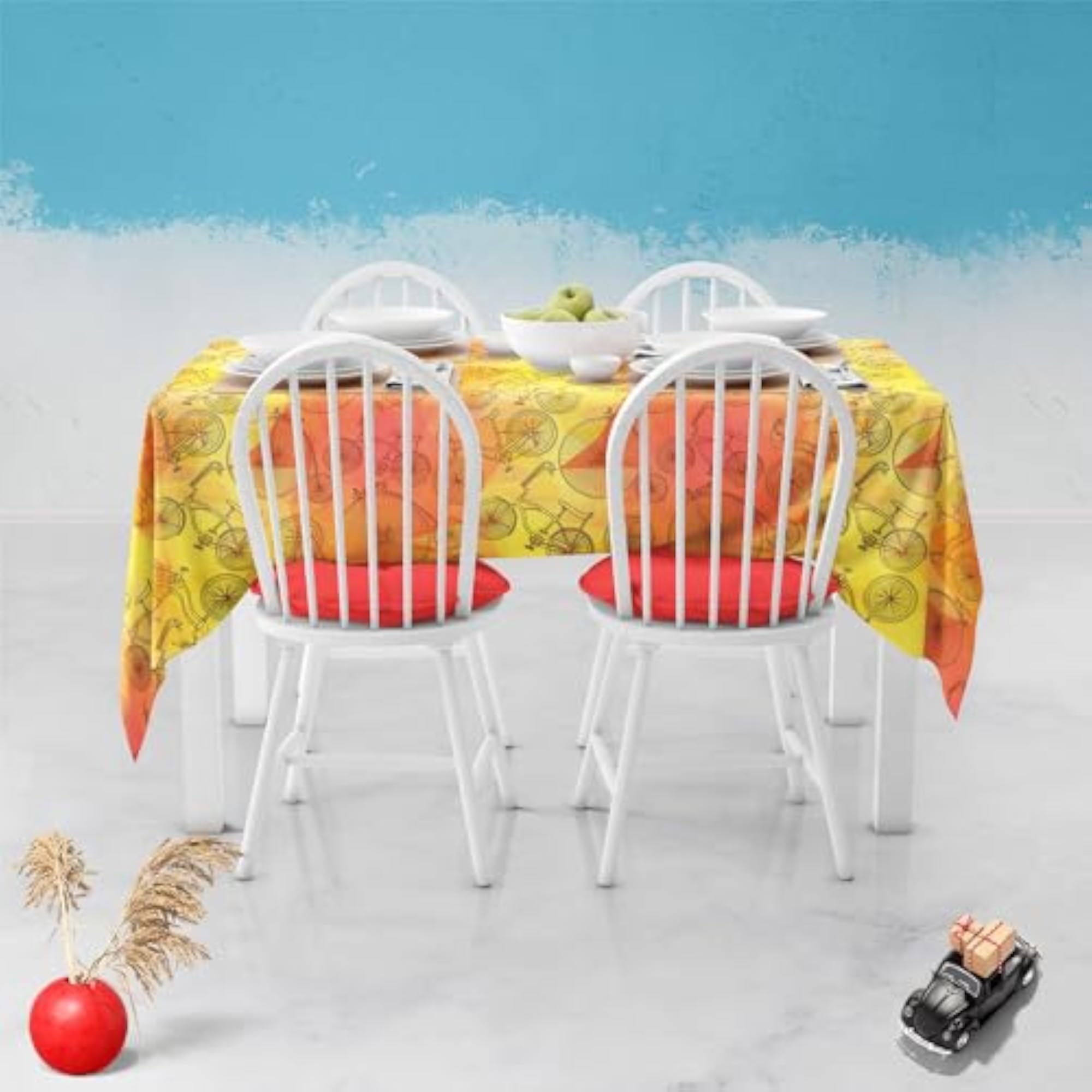 Bicycles D5 Table Cloth Cover, Cotton Canvas Fabric