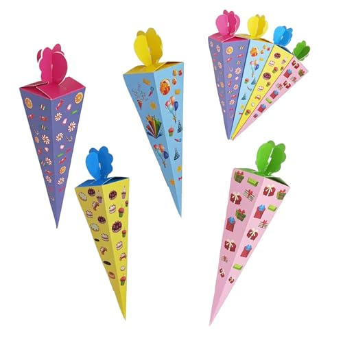 XHWOLGARIAN Lote de 24 Conos de Fiesta Escolar para Dulces Pequeños Chuches Cumpleaños Conos para Hermanos Niñas y Niños con 4 Colores Ideal para Regreso Escolar Fiestas Escolares y Cumpleaños