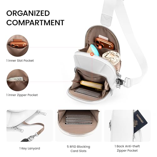 Image of befen Genuine Leather Sling Bag for Women, Anti Theft Crossbody Chest Bags