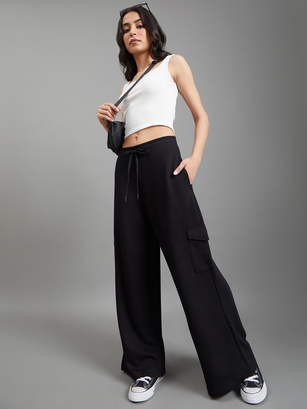 Image of GO COLORS Mostlysane Collection Scuba Cargo Sweatpants for Women | Lightweight, Mid Rise, 4 Pockets