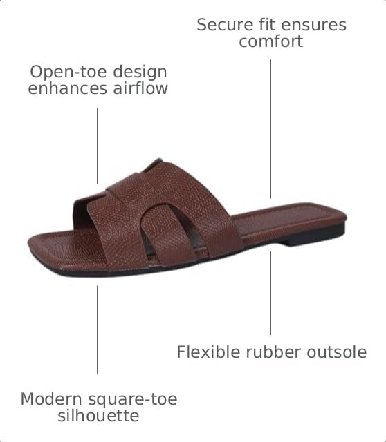 Image of Women's Dressy Casual Flat Sandals, Elegant Comfortable Slip-On Slides with Textured Upper, Versatile Dressy Style for Everyday Wear