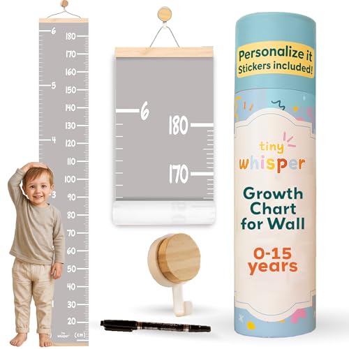 Image of Height Chart for Kids Customizable Kids Height Wall Chart with Stickers, Marker & Hook Hanging Growth Chart Measurement for Wall Easy Installation for Baby Room Nursery and Playroom