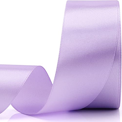 Baocuan 1-1/2 inch Lavender Solid Satin Ribbon 25 Yards 100% Polyester Fabric Soft and Durable for Wedding Invitations, Bridal Bouquets, Sewing, Party Decorations, Gift Wrapping and More