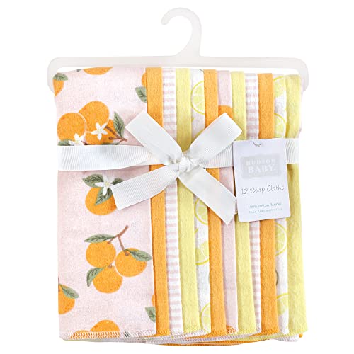 Image of Hudson Baby Unisex Baby Cotton Flannel Burp Cloths Bundle, Citrus Orange, One Size