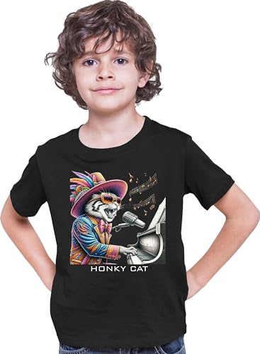 Go All Out Honky Cat Funny Elton Cat Playing The Piano Mens Women Youth T-Shirt