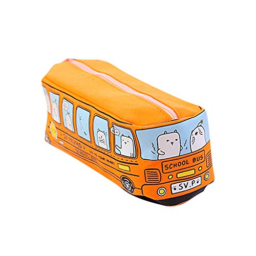 Preisvergleich Produktbild DOXMAL Mäppchen Mädchen Beuteltasche Federtasche Mädchen Bleistift Briefpapier Taschen Kosmetiktasche,Cute Bear Schulbus Outlook (Orange)
