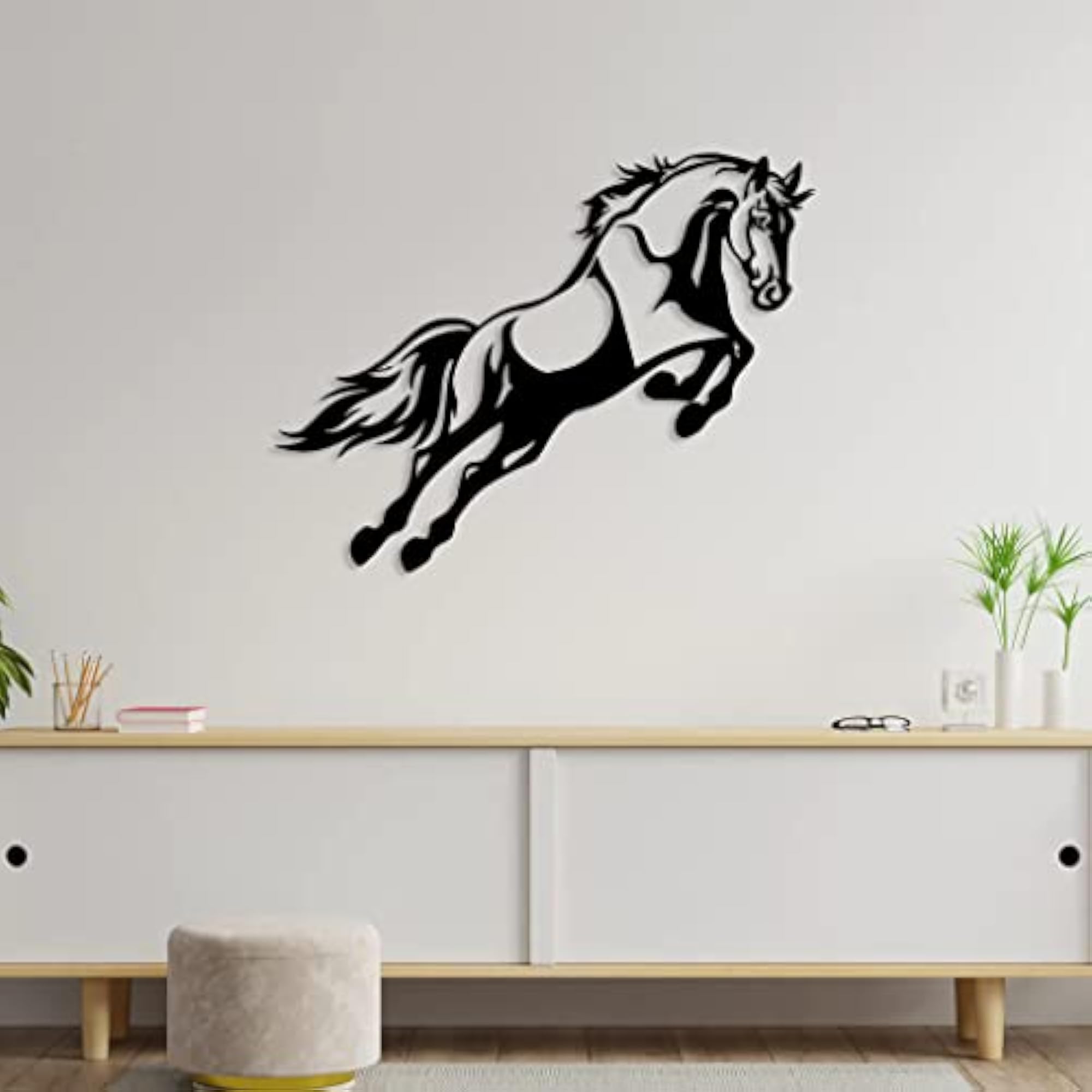 Elegant Jumping Horse Metal Wall Art