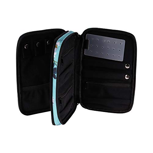 Set Of Large Hanging Travel Toiletry And Cosmetic Bag For Women and Jewelry Travel Organizer Bag With Many Pockets in Turquoise Flowers4