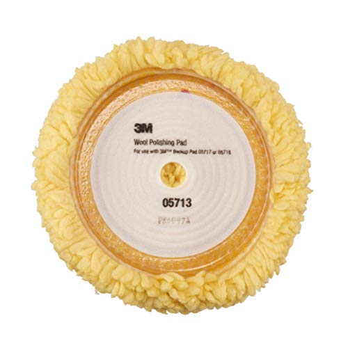 Image of 3M Wool Polishing Pad (05713) for Boats, Cars, Trucks and RVs - Single-Sided - 9 Inches, Yellow (Pack of 6)