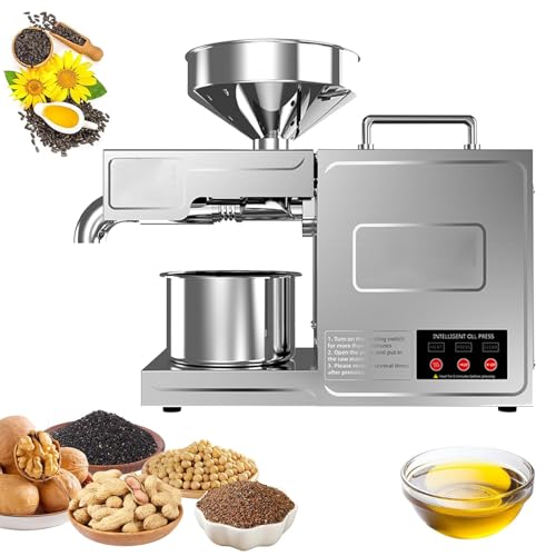 820w Olio Pressa Elettrica,Noci Arachidi Frantoio Frantoio a Freddo & Pressa Calda,Estrattore di Olio Automatico in Acciaio Inox per Commerciale E Domestico,Macchina di Estrazione Dell'olio