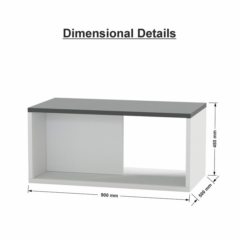 Image of Wooden Coffee Table for Living Room | Centre Table | Tea Table | Small Side Table | Center Table for Drawing Room | Modern Home Furniture Table | Color-White & Grey | Size-90x50x45 Cm
