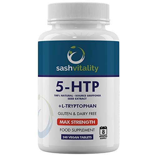 5-HTP Maximum Strength | 400mg Griffonia Seed Extract | 240 Vegan Certified Tablets - 8 Months Supply of 5 HTP | Added L-Tryptophan  Natural Mood Regulator | UK Made Sash Vitality