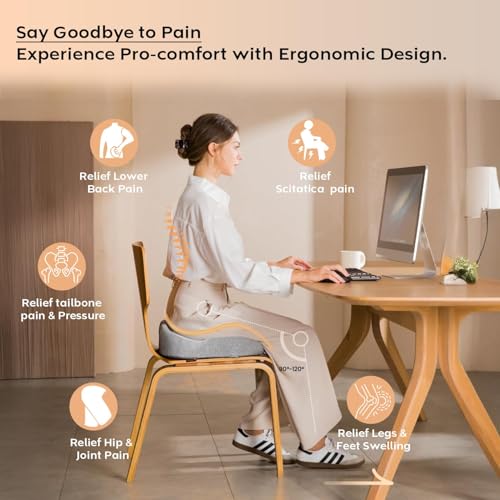 Image of Memory Foam Bed Pillow,Adaptive Pillows for Neck Pain Relief,Medium Firm Pillow for Side,Back,and Stomach Sleepers Keep Pressure Relief to Deep Sleep Home Chair, Car, Wheelchair (Grey, Seat cushion)