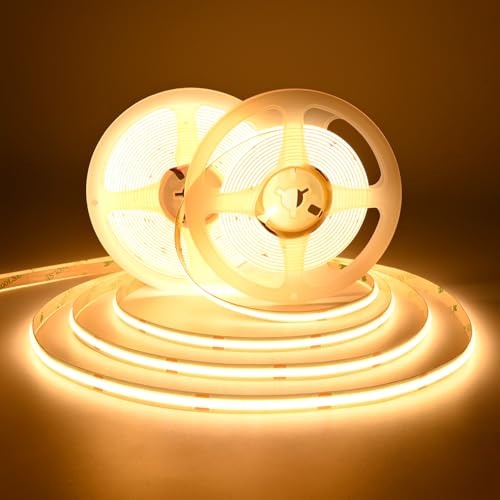 Image of COB LED Strip Lights UL Listed DC 24V LED Lights Flexible Super Bright LED Strips,2Pack 16.4ft 3000K Warm White,CRI 90+,2400LEDs High Density Uniform Light fo Home Room Decor