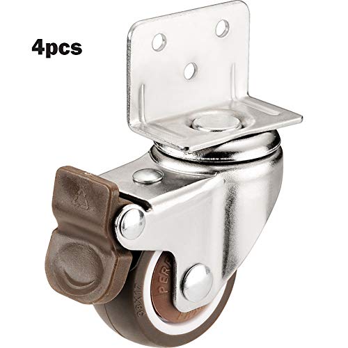 Preisvergleich Produktbild Leichte Gummi-Lenkrollen mit Bremsen, kleine Möbelrollen mit Staubschutz, Kugellager, L-förmige Metallplatte, 4 Packungen