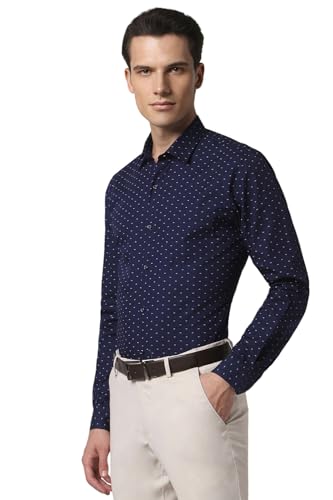 Image of Peter England Men's Cotton Slim Fit Ditsy Printed Full Sleeve Shirt