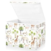 Mnsruu Easter Baskets Collapsible Storage Bins with Lids, Animal Elephant Giraffe Storage Boxes Clothes Baskets for Organizing