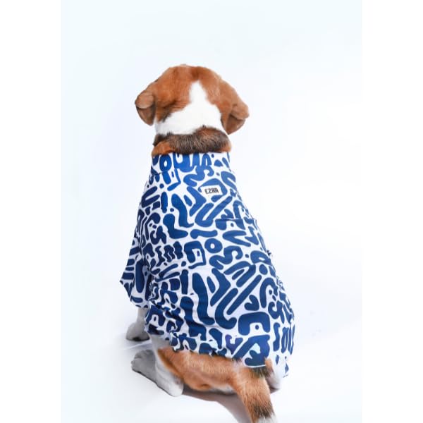 Image of Ezra Polyester Blend Dog Shirt - Abstract Blue, 3X-Large | Lightweight & Breathable Outfit for Dogs | Stylish & Comfortable Pet Clothing and Outings