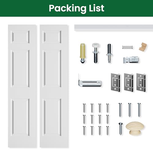 SMARTSTANDARD 32" x 80" Paintable Bifold Door, 3-Panels Closet Doors with Hardward Kits, White Primed Surface Ready for Painting, 29 2/5" x 78 2/5", Elegant Molded Design, Easy Installation by SMARTSTANDARD - Image 7