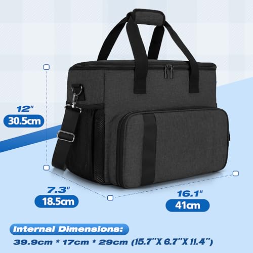 Image of CURMIO Portable Printer Carrying Case Compatible with HP Tango /Tango X, OfficeJet 200 /250, Wireless Mobile Printer Bag with 15.6 inch Laptop Sleeve and Accessory Pockets for Power Cable and Cartridges