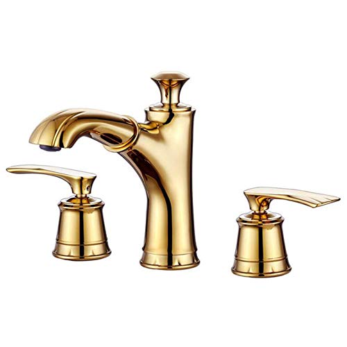 Robinet de lavabo 3 trous eau froide en laiton doré robuste et fluide