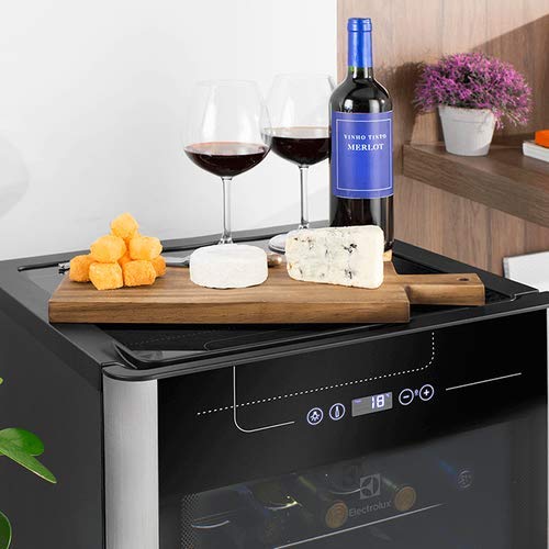 Adega Electrolux 24 Garrafas Uma Porta Preta Com Acabamento Em Inox (ACS24) 127V