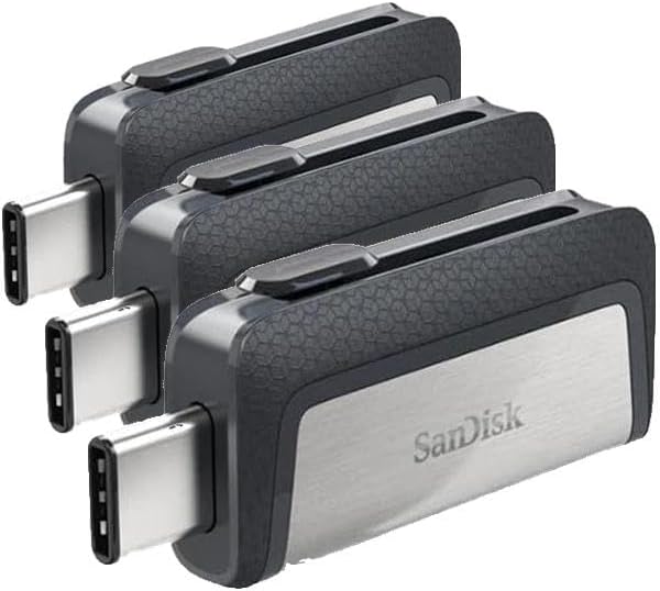SanDisk 64GB Ultra Dual Drive USB Type-C - USB-C, USB 3.1 - SDDDC2-064G-G46, Grey/Silver (Pack of 3)